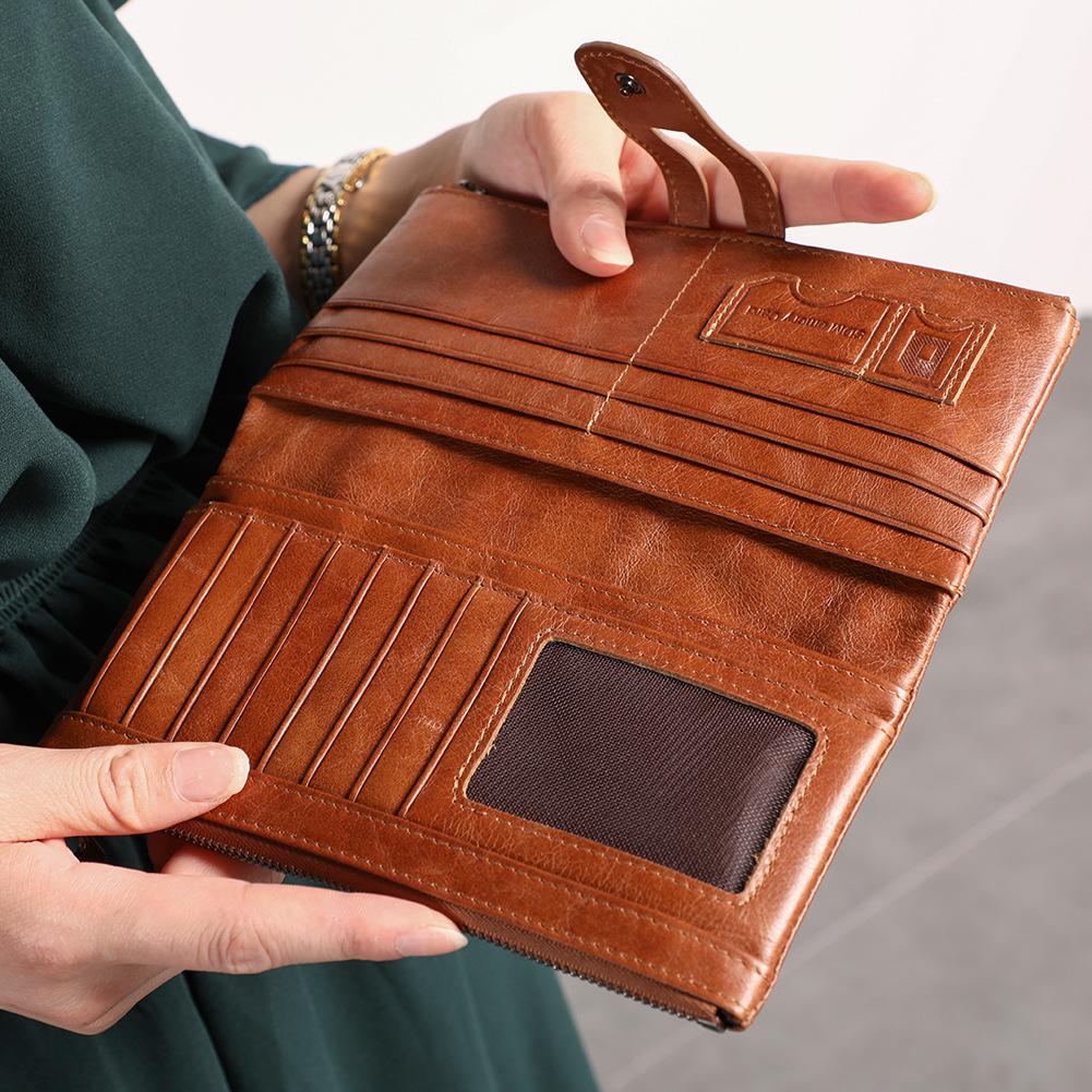 Vintage Women's RFID Snap Closure Leather Wallet, Large Capacity with Multi-Card Slots and Coin Purse