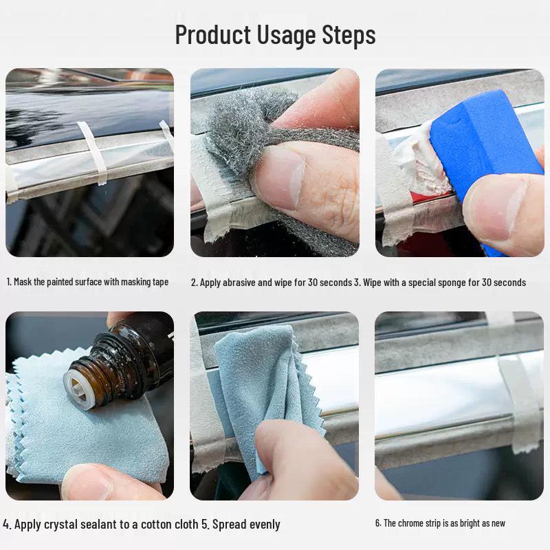Chrome Bright Repair Polish: Automotive Plating Strip and Window Frame Cleaner, Chrome and Emblem Rust Remover