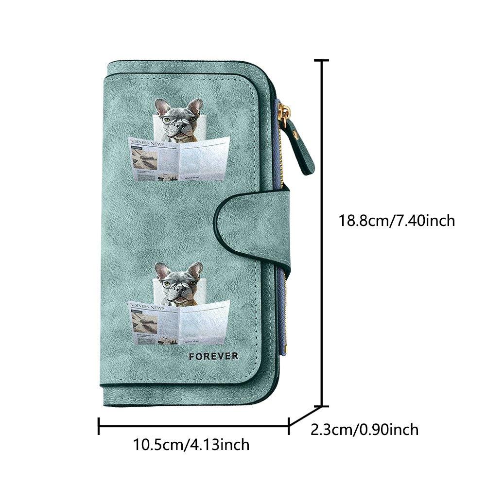 French Bulldog Long Zipper Wallet, Large Capacity Card Holder, Unisex Clutch Bag, Fashionable Zipper Coin Purse, Suitable for Daily Use, A Great Gift