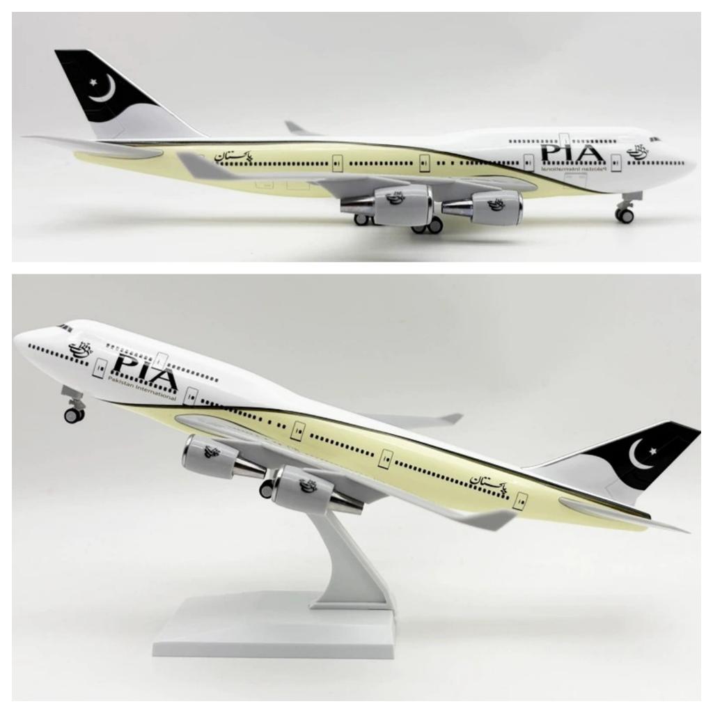 Aviation Airplane 30cm Pakistan Airlines Miniature Plane B747 Resin PLA Aircraft With Base and Wheels for Enthusiasts Souvenir
