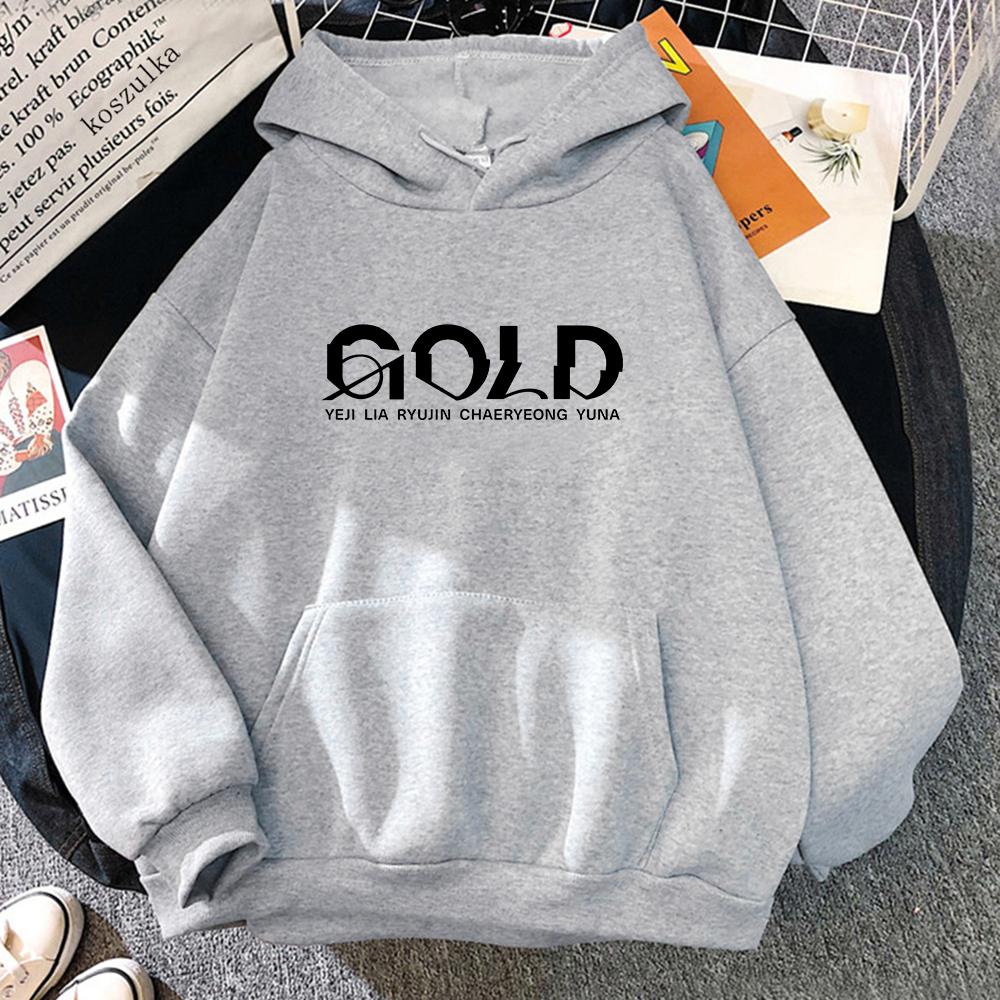 Horúci výpredaj ITZY GOLD Album Mikina Retro 2024 Dámske/Pánske Harajuku Estetické Mikiny Unisex Jeseň Zima Mikina s kapucňou Vintage