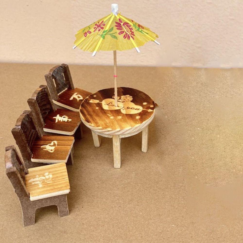 

1 шт. стол, 4 шт., стол, стул, миниатюрный ремесленный декор, кукольный домик, миниатюрная мебель, украшения для мини-комнаты