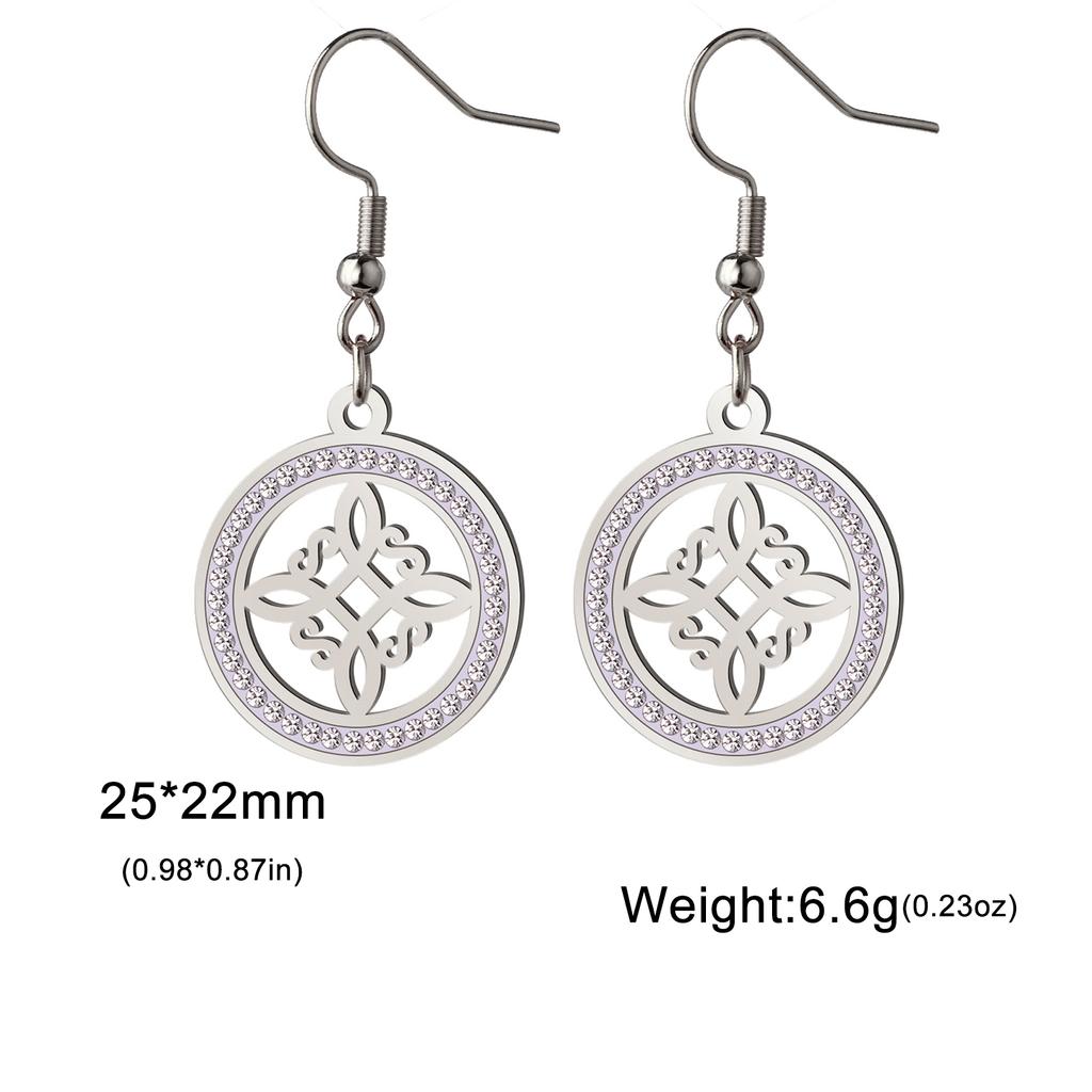 Witch Knot Drop Earring Stainless Steel Amulet Witchcraft Clear Zircon Round Pendant Earrings Jewelry Valentine Gift