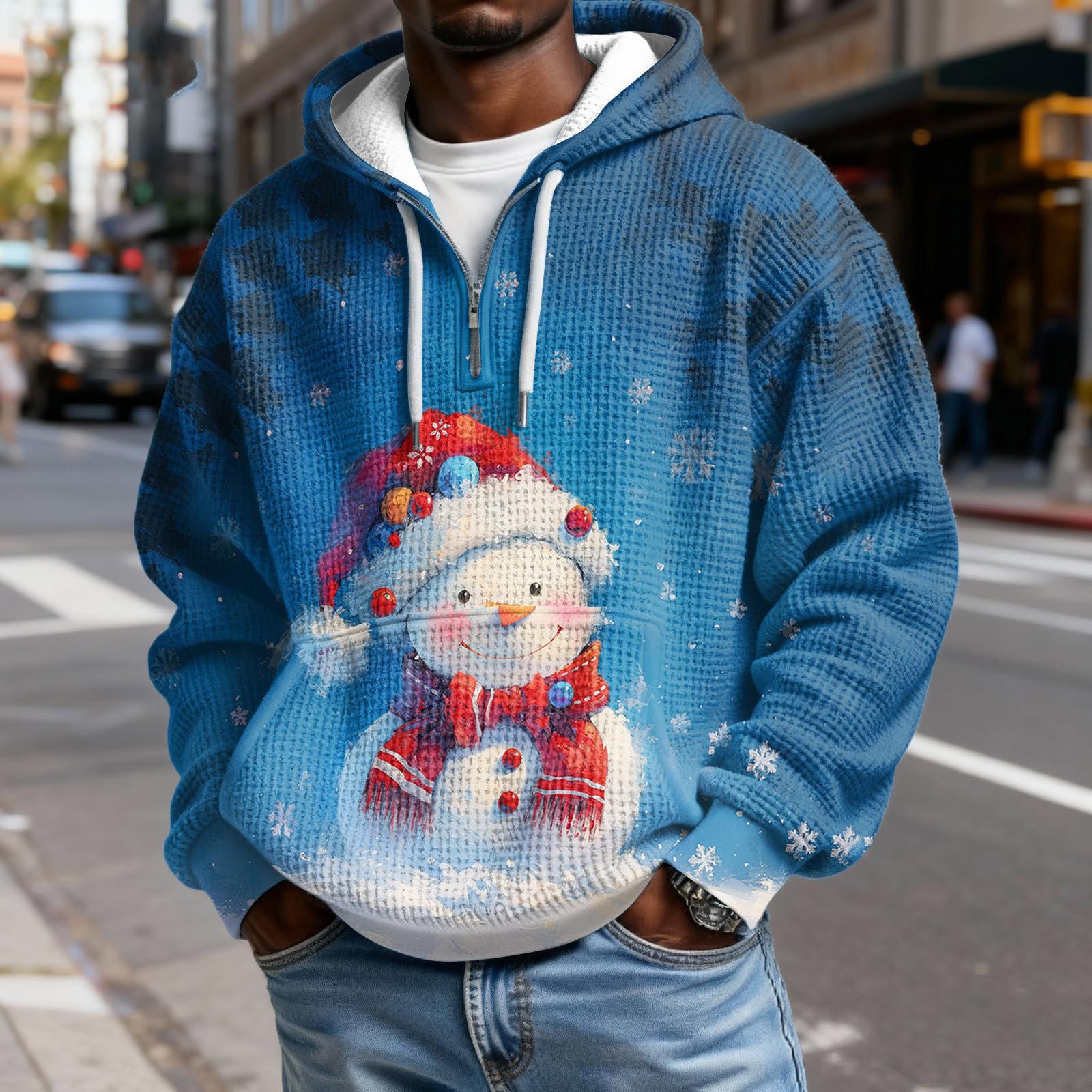 

Мужской Модный Трендовый Худи с капюшоном на половину молнии Пуловер Утепленный Флисовая текстура Толстовка L