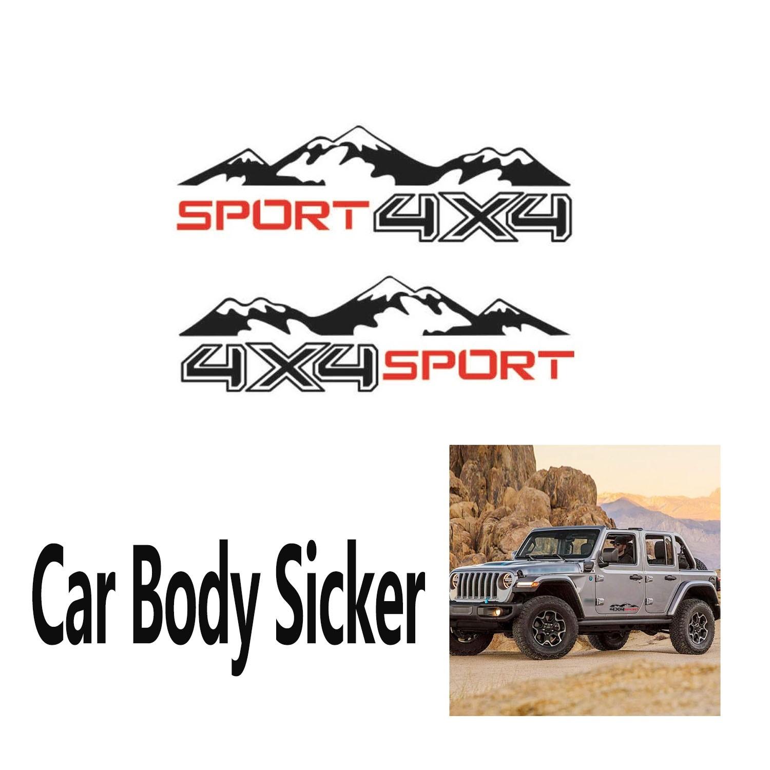 4X4 Mountain SPORT Letter Sticker Decal Vinyl Car Pickup Off Road Body Black 2PC