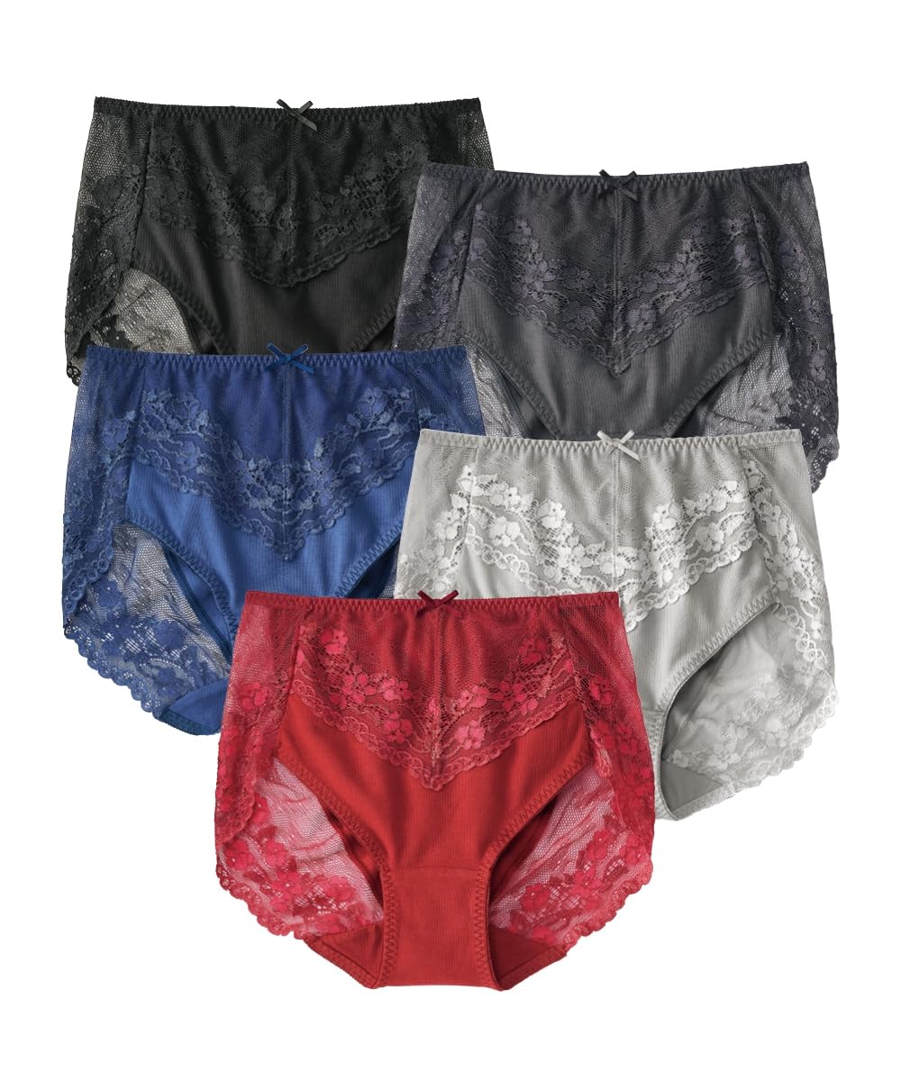 

Nissen Regular Cotton Blend Stretch Deep Back Lace Neo LL Shorts, Shorts, 5-Pack, Dark,