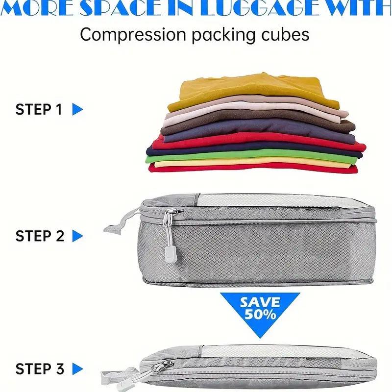 Diamond Grid Compression Travel Organizer 5-Piece Set: Suitcase and Clothing Storage Bags