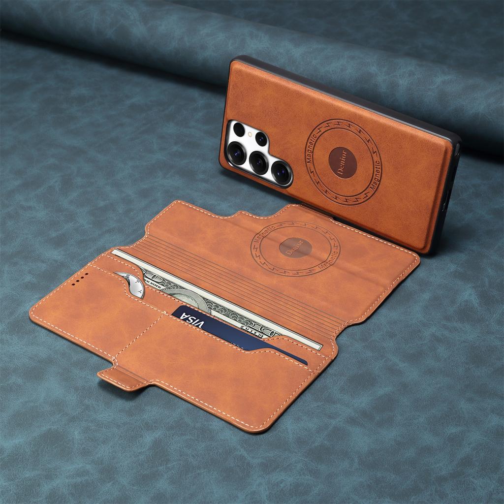DENIOR B06 For Samsung Galaxy S24 Ultra Case Magnetic Detachable Wallet Stand Leather + TPU Phone Cover