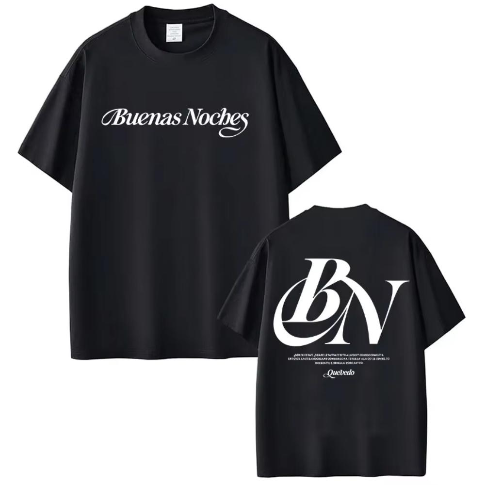 

Quevedo Buenas Noches 2026 Logo Merch T Shirt Men Women Summer High Quality Fashion Tshirts Tops Male Cotton Oversized Tshirts 2XL