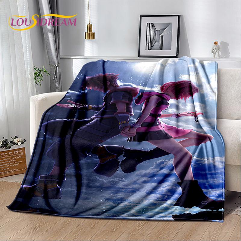 Weiche Plüschdecke mit 3D-Cartoon-Motiv „Kingdom Hearts“, Flanelldecke, Überwurfdecke für Wohnzimmer, Schlafzimmer, Bett, Sofa, Picknick, Kindergeschenk