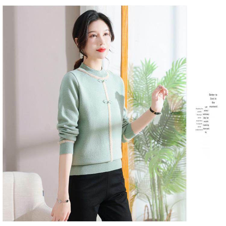 2025 Stylish Velvet-Thickened Winter Sweater for Middle-aged and Elderly Women - Warm One-piece Base Layer