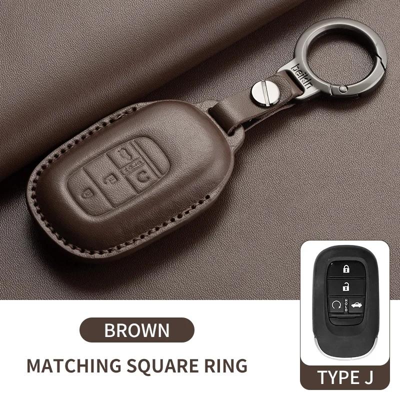 For Honda Civic 11th 2022 for Honda Civic Accord HR-V CR-V 2023 Key Fob Shell Accessories Leather Car Folding Key Cover Case