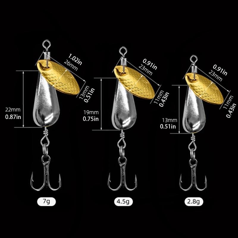 2pcs Fishing Spoons Metal Lures with Hook Rotating Hard Fishing Lures Fishing Sequins Baits for Trout Spinner Baits