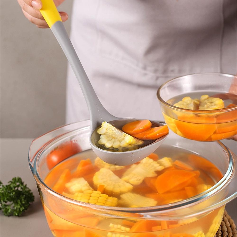 3Pcs/Set Heat Resistant Kitchenware Food Grade Silicone Kitchen Accessories Soup Ladle Spatula Draining Spoon Non-Stick Utensils