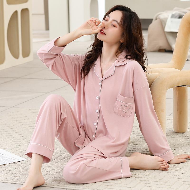 Pajamas women's spring and autumn long-sleeved plus size purple high-end autumn and winter cardigan loungewear