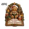 Reading Figure Ornaments 2D Flat Wooden Christmas Tabletop Sign Gnome Nutcracker Snowman Santa Claus Unique Gifts for Readers Gingerbread Man