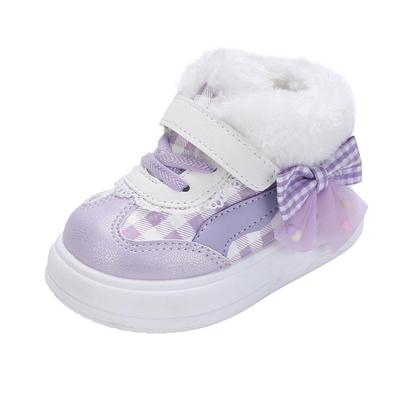 Girls' Warm Cotton Sports Shoes: Cozy Fleece Infant and Toddler Flats
