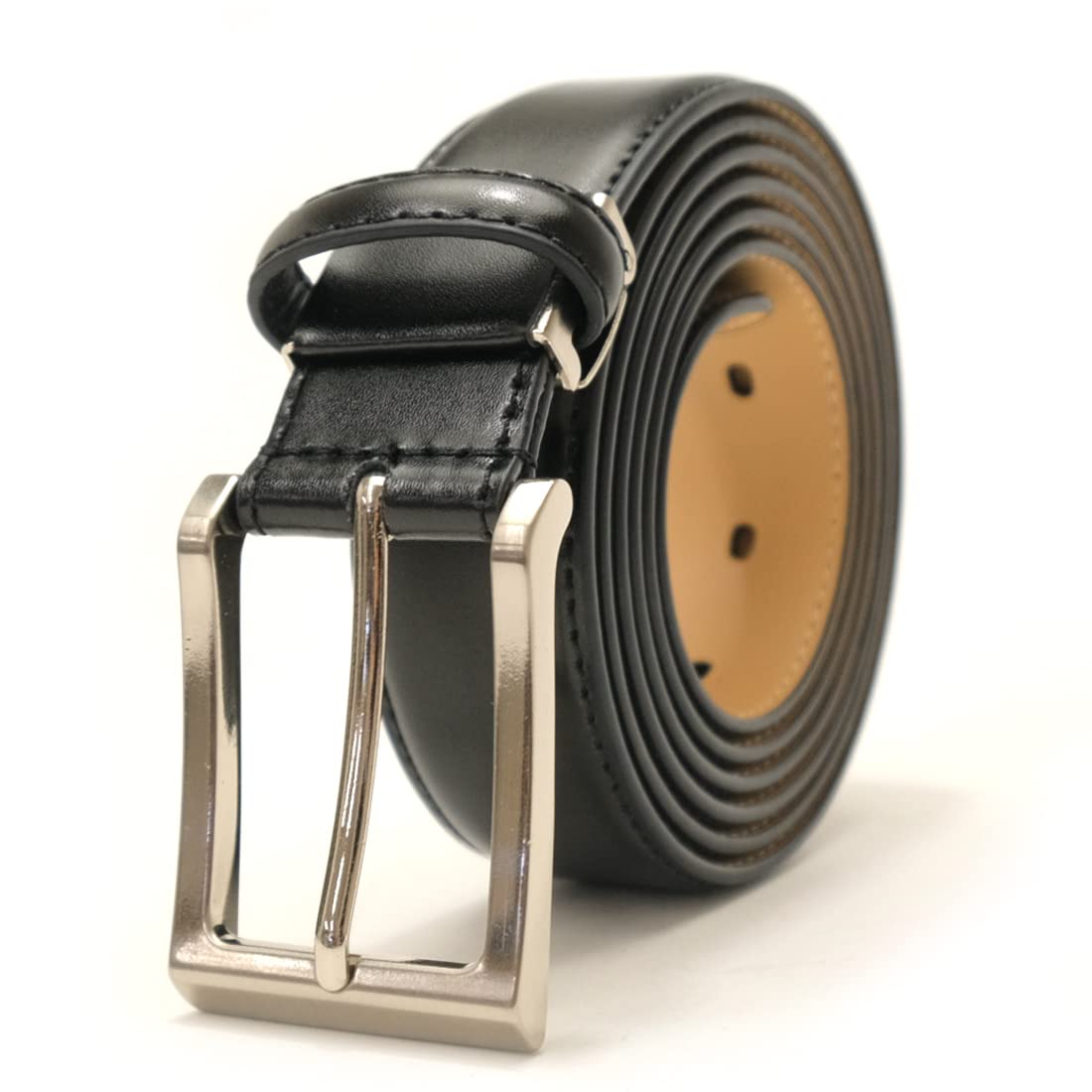 [BEEL] Men s Business Belt, Genuine Leather, Double-Sided Genuine Leather, Large Size, Business Casual [150cm] Black 01