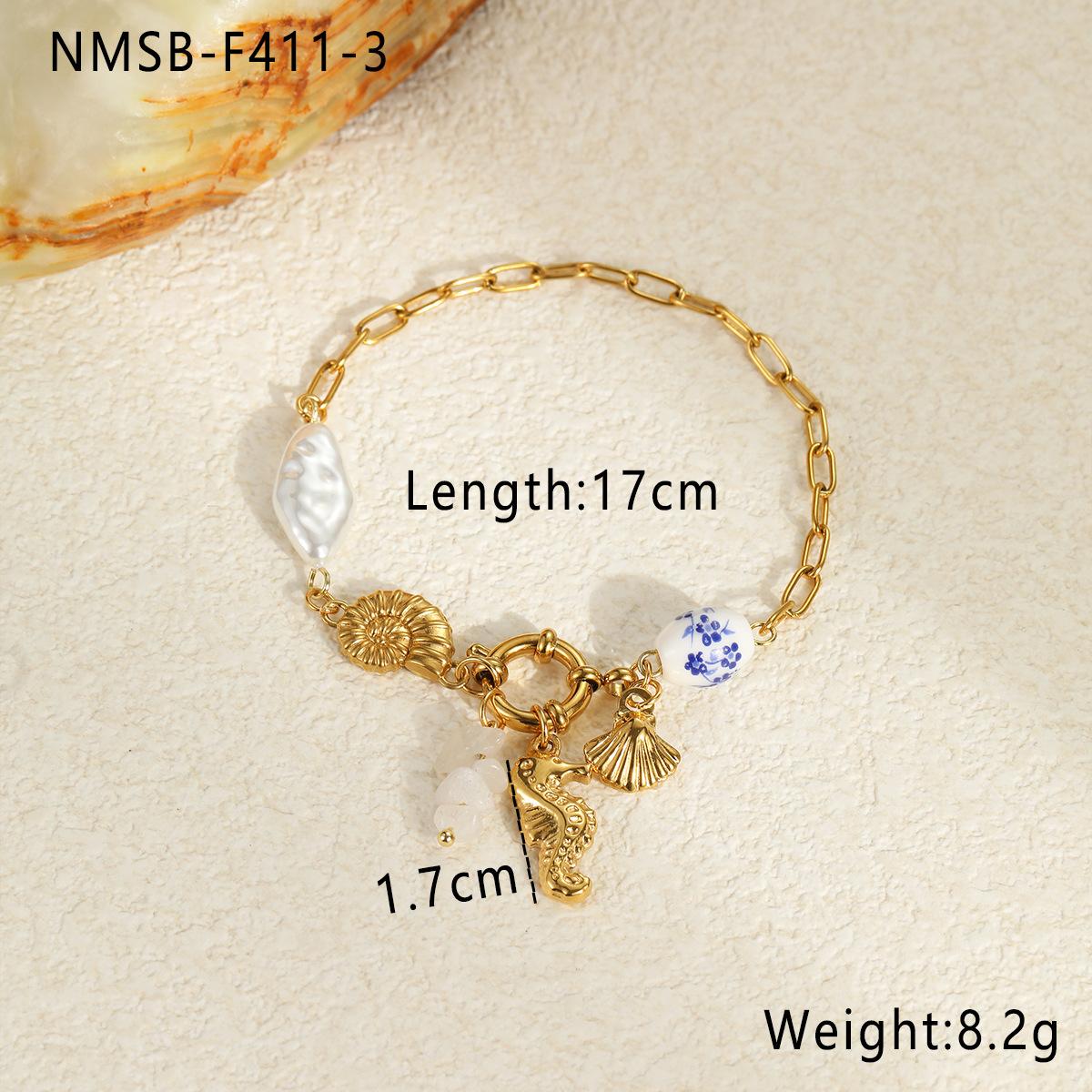 GEMCHIC Women s Summer Ocean Sea Shell Charm Bracelet Stainless Steel Gold Beach Vacation Jewelry 18K