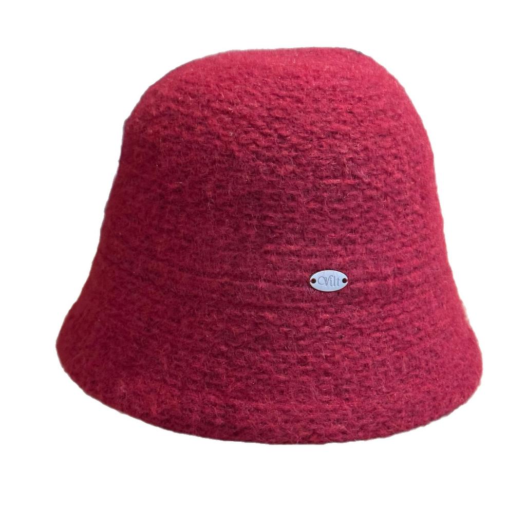 כובע סרוג אלגנטי בסגנון יפני חדש לנשים, סתיו וחורף, חם ויפה, כובע דלי מצמר, כובע פישרמן טרנדי עם סימן עגול קטן