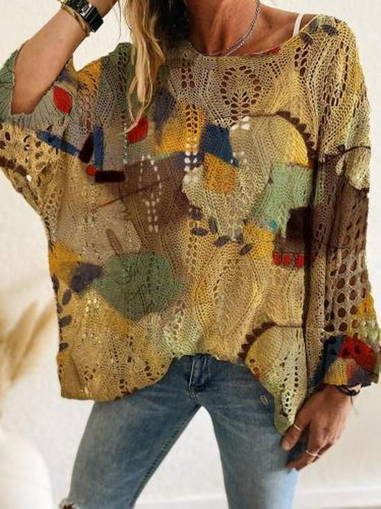 Hollow Out 3D Print Long Sleeve Christmas Sweater