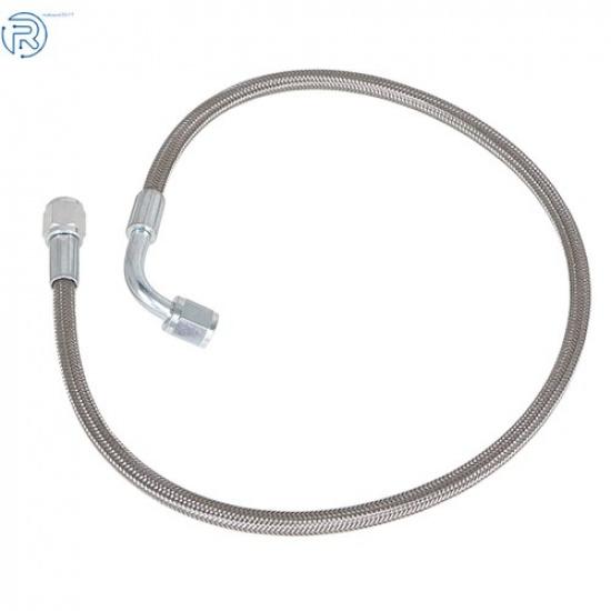 24" Length 4AN 90 Degree Straight Hose Steel Braided Turbo Oil Feed Line