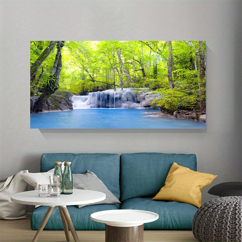 Modern Waterfall  Lake Landscape Canvas Wall Art  Frameless Home Decor Poster for Living Room