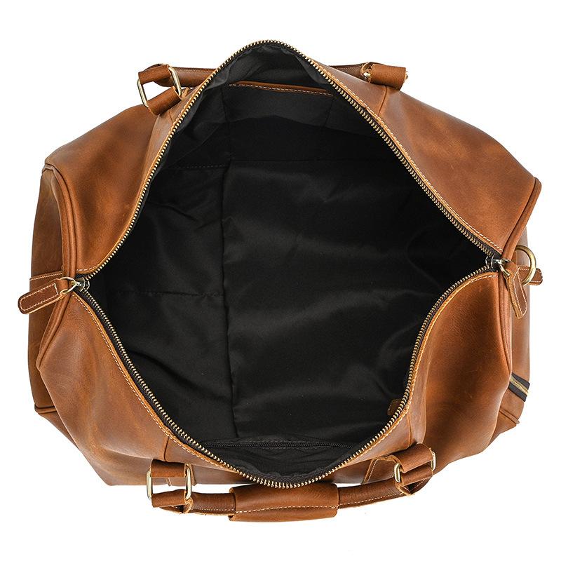 Retro Leather Travel Bag 50Cm Men'S Fitness Luggage Bag Single Shoulder Oblique Span Bag With Shoe Space Cowhide Luggage Bag