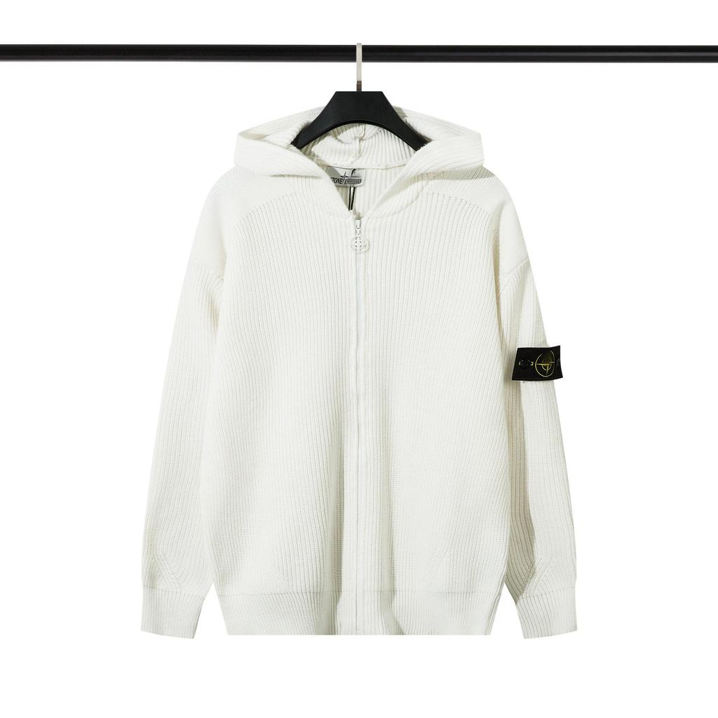 STONESLAND Unisex Strickpullover mit Stehkragen und Reißverschluss