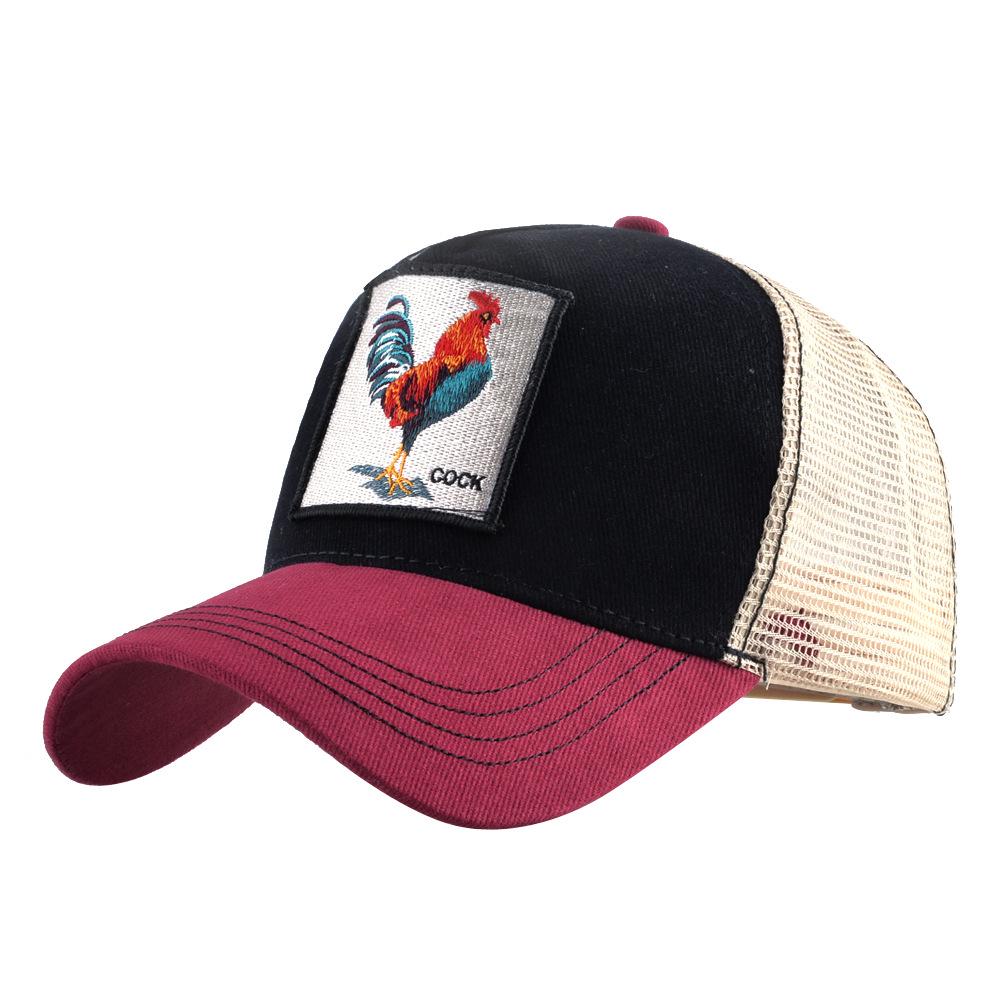 European & American Retro Cotton Embroidered Animal Mesh Baseball Cap