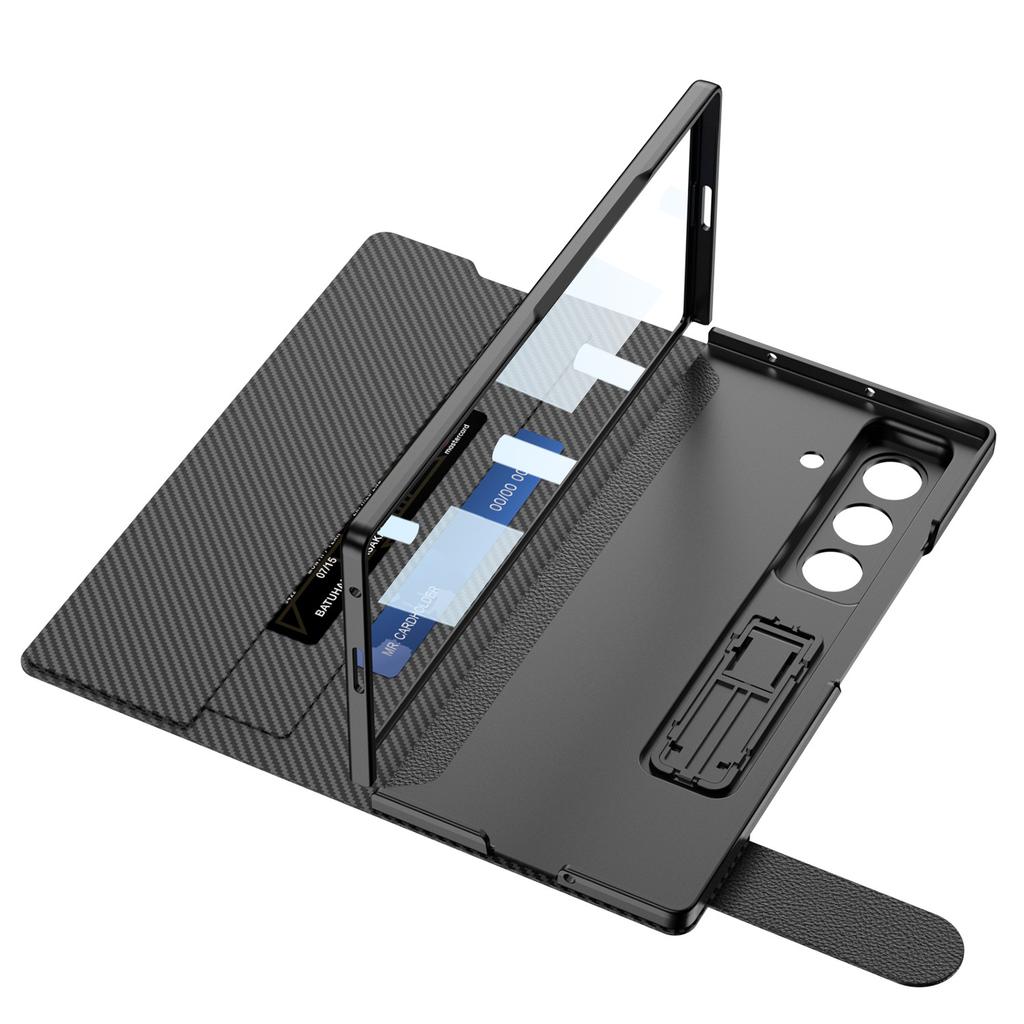 Convient pour Samsung Z Fold7 Étui de téléphone portable pliable Étui en cuir à rabat porte-cartes Support simple Fente pour stylo