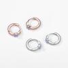 Modian 925 Sterling Silver Shiny Round Blue Opal Ear Buckles Fashion Hoop Earrings For Women Original Design Party Fine Jewelry