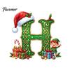 Holiday Tree Hanging Decor Personalized 26 Alphabet Christmas Ornament with Santa Hat Elf Design, Acrylic Cute Pendant for Mantel And Party
