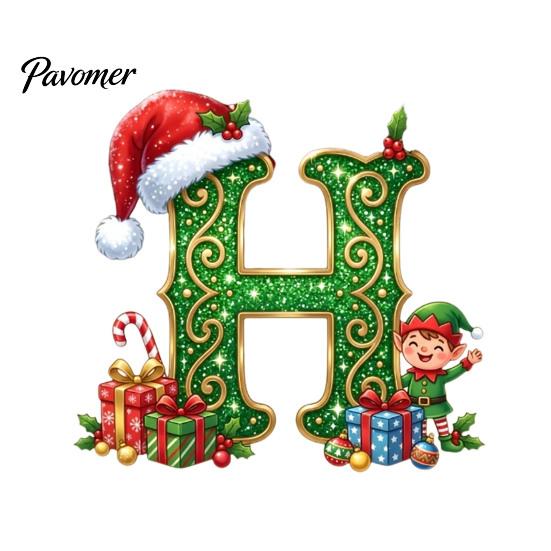 Holiday Tree Hanging Decor Personalized 26 Alphabet Christmas Ornament with Santa Hat Elf Design, Acrylic Cute Pendant for Mantel And Party