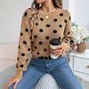 Casual Women's Fashion Autumn Long Sleeve Color Block Polka Dot Winter Pullover Sweater