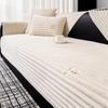 Einfarbige Sofabezüge aus Flanell mit geraden Streifen, dickes, rutschfestes Couchkissen für Wohnzimmer, cremefarbener Windcouchbezug