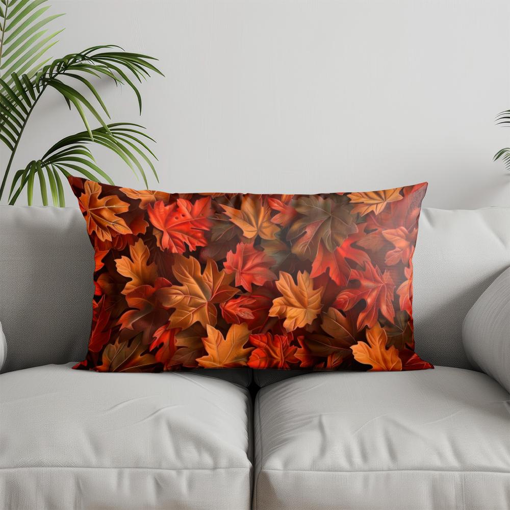 Home Decor Autumn Maple Leaf Printed Pillow Suitable For Sofa Bedroom Car Pillow Cover Cushion Rectangular Back Cushion