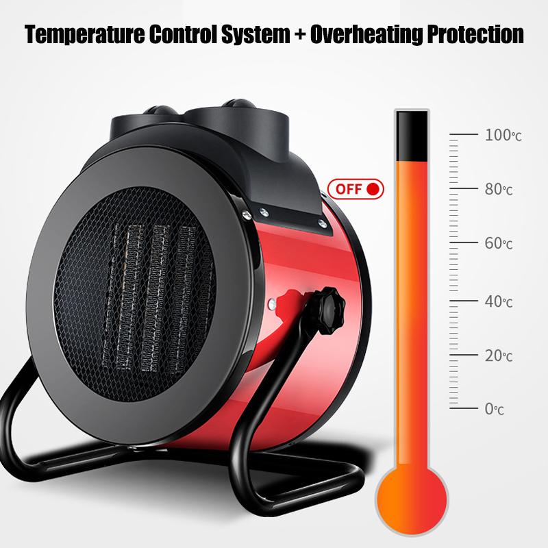 220V 2000W Winter Warmer Home Office Portable Industrial Heater Waterproof PTC Heating Electric Space Air Heater Fan