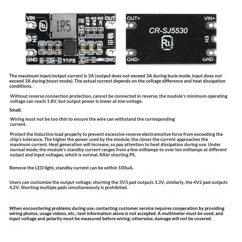 Dc-Dc Boost Module 1.8-5.5V To 3.3V 4.2V 5V 3A Adjustable Output Low Ripple Step Up Step Down Constant Voltage Module