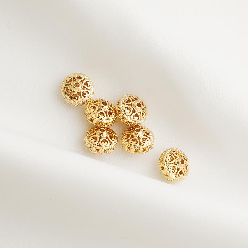 14K Gold Filled Color Retention Flying Saucer Spacer Beads 8mm Vintage Tire Round DIY Braiding Accessories.