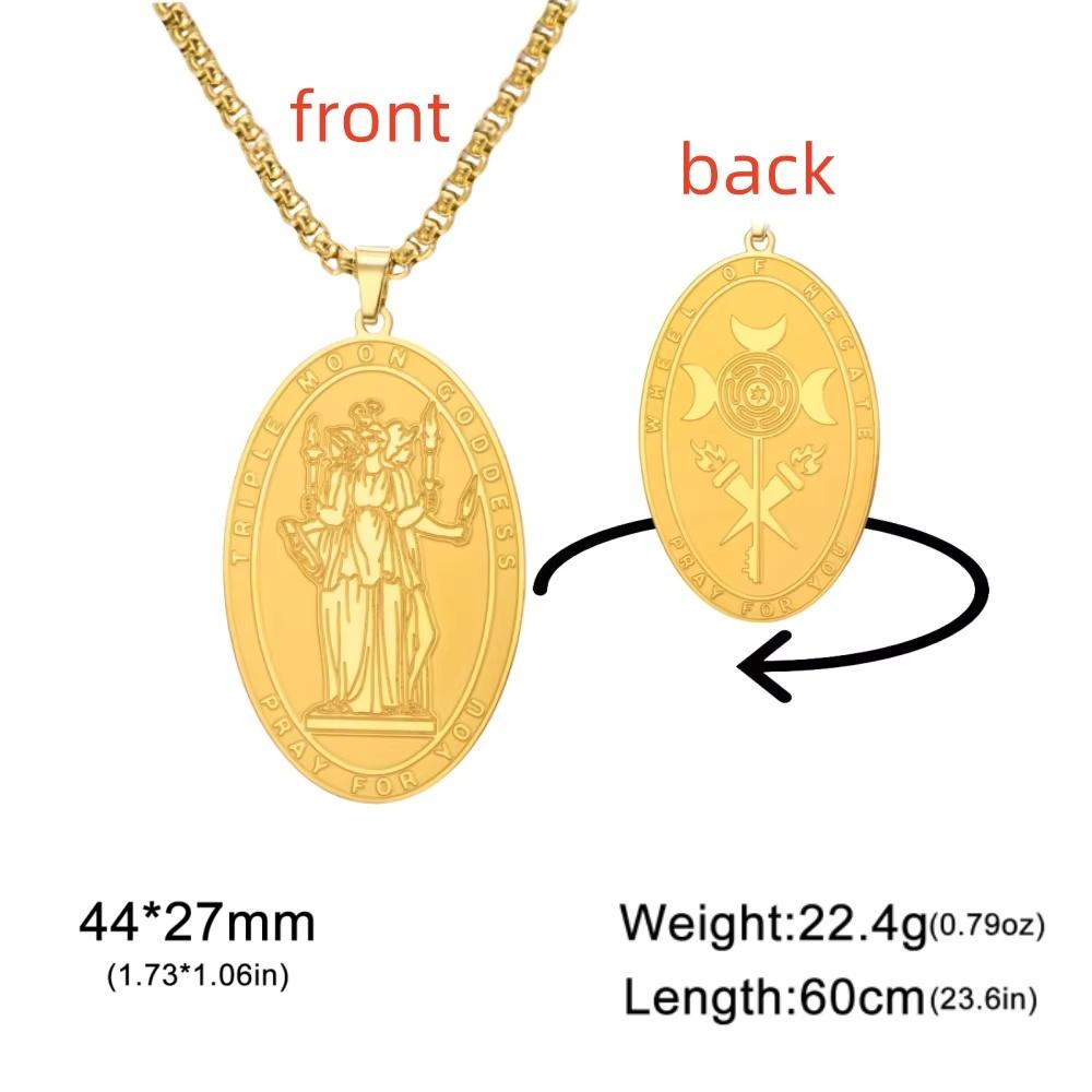 Jeshayuan Hecate Wiccan Triple Moon Goddess Necklace Hecate Wheel Key Witch Necklace Amulet Witch Jewelry Gifts for Women Men