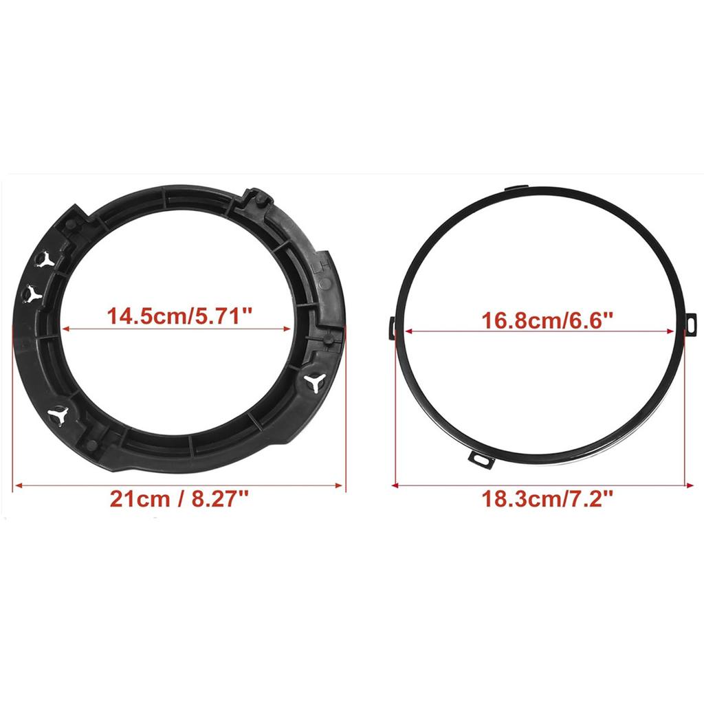 7 Inch Round Headlight Mounting Retaining Bracket Ring Set with Headlight Metal Ring for Jeep Wrangler JK & Unlimited 2007-2018