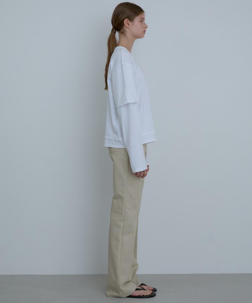 CCOMA Cmj36 Sand Herringbone Flare Pants