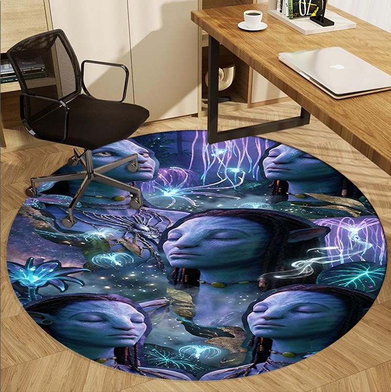 Avatar Pattern Round Rug, Indoor/Outdoor Mat, for Picnic, Gameroom, Bedroom, Office, Living Room, Home Decor Carpet, Birthday Gift