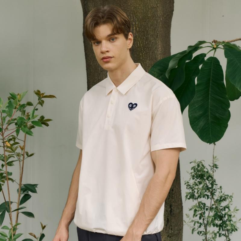 GOXO Smile Heart Pocket Shirt Cream