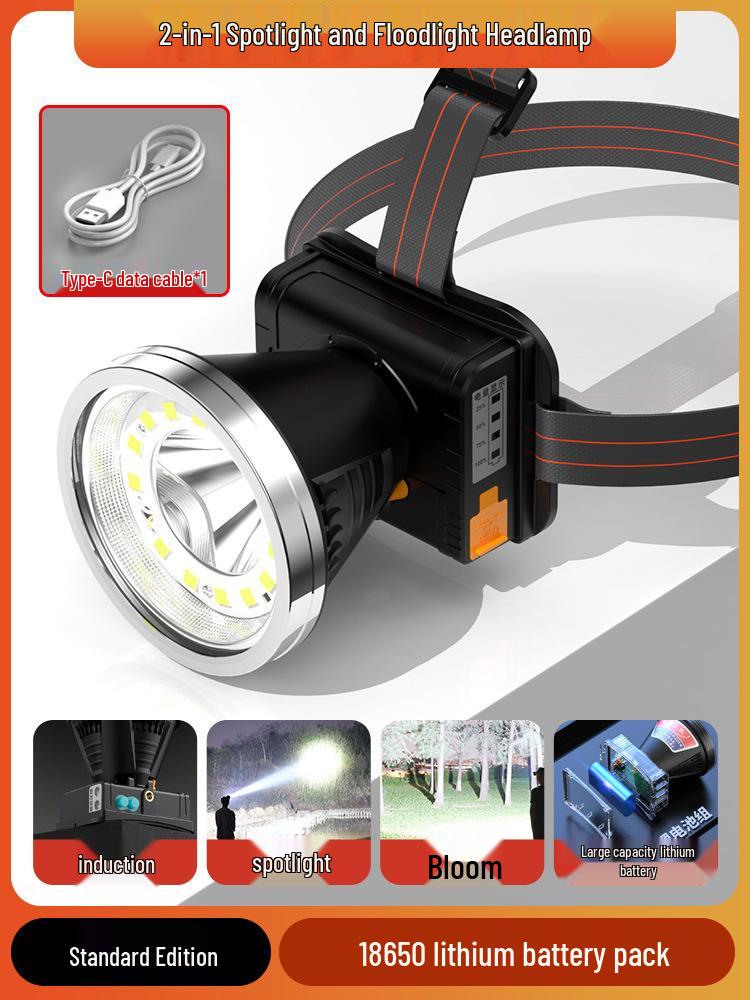 

Ultra Bright Induction Charging Headlamp - Long Battery Life, Ideal for Night Fishing, Beach Combing, Outdoor Adventures
