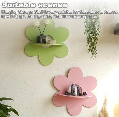 Suporte de Parede em Forma de Flor Armazenamento Arte de Parede de Madeira Decoração de Parede Prateleira Flutuante para Plantas Para Banheiro Decoração de Quarto de Casa Presente Quarto