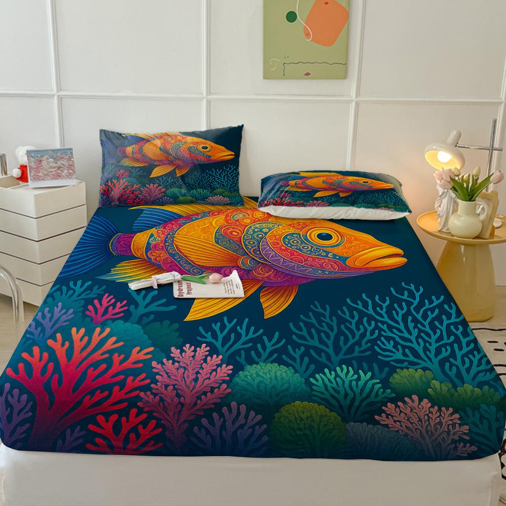 Modèle de matelas Cartoon Two, Housse de protection de matelas, Ensemble trois pièces de housse de protection, Impression numérique