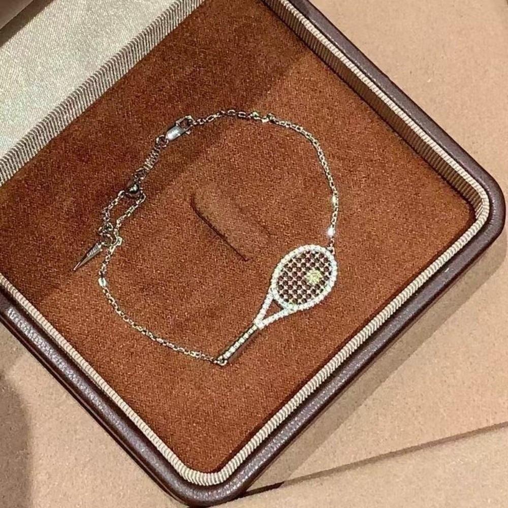 Adjustable Chain Tennis Racket Necklace Dazzling Sport Theme Jewelry Sport Party