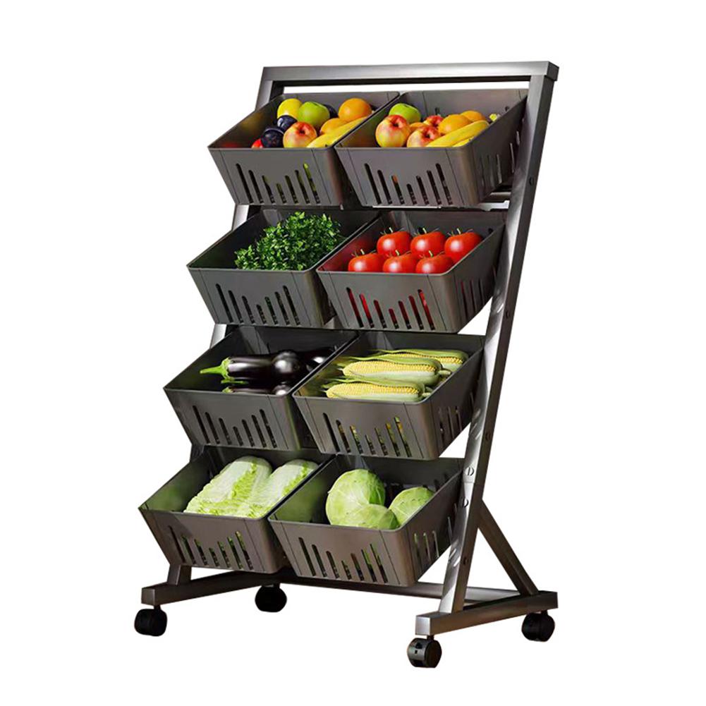 

4-Tier Kitchen Storage Cart with Rolling Wheels Fruit and Vegetable Basket Fruit Basket Stand for Kitchen Floor & Pantry